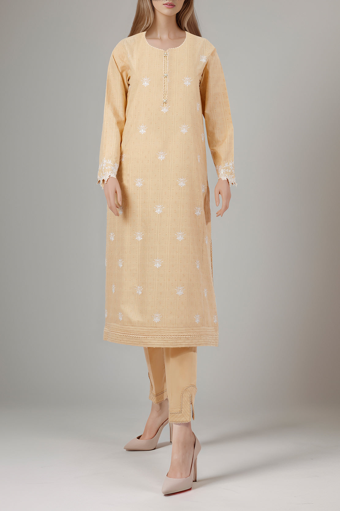 Unstitched Embroidered Dyed Reverse Jacquard 2 Piece (Shirt/Trouser)