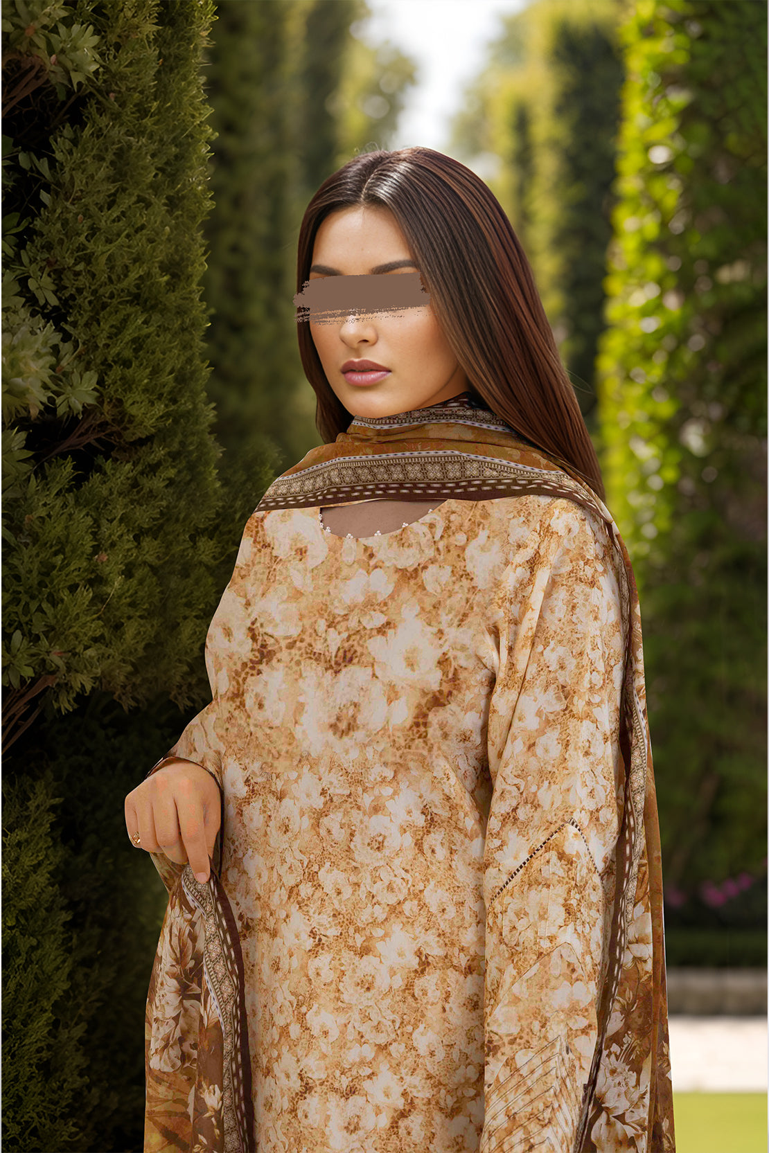 Unstitched Printed Lawn 3 Piece With Chiffon Dupatta
