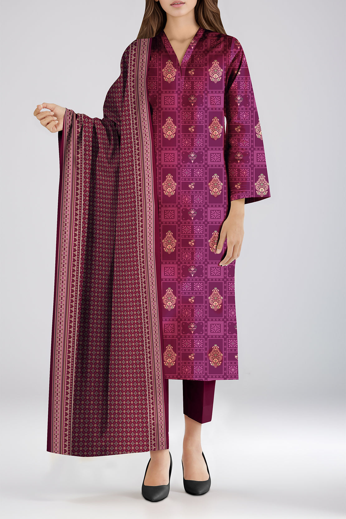 Unstitched Printed Lawn 2 Piece (Shirt/Trouser)