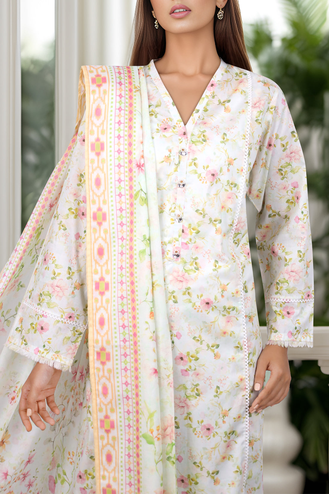 Unstitched Printed Self Jacquard 2 Piece (Shirt/Trouser)