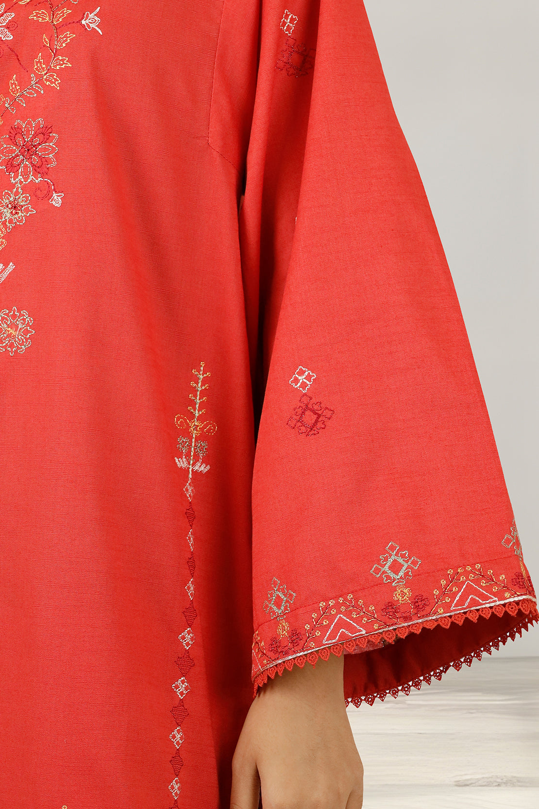 Unstitched Embroidered Cotton Khaddar 2 Piece (Shirt/Trouser)