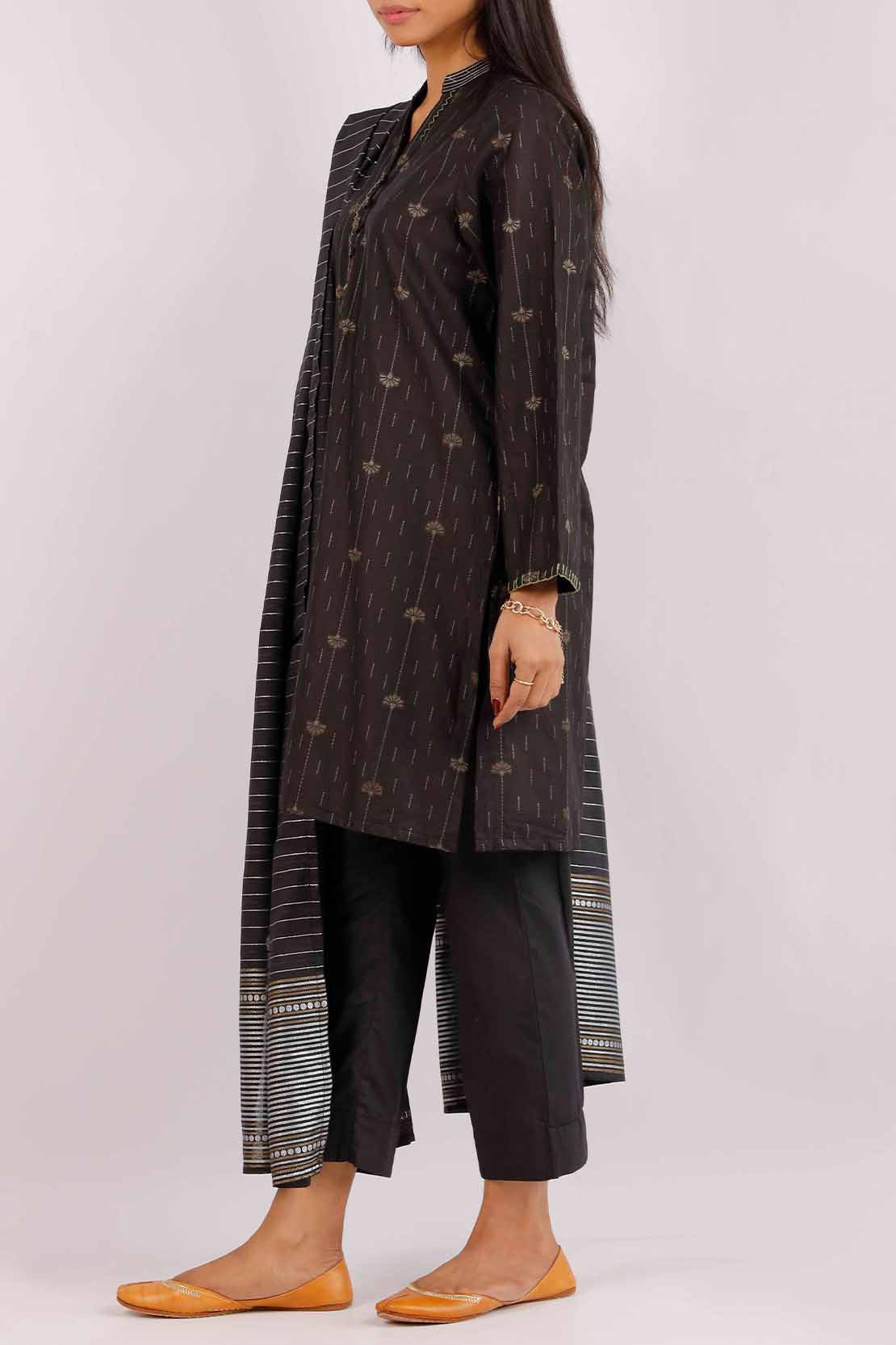 Cotton Jacquard Stitched 2 Piece (Shirt/Dupatta)