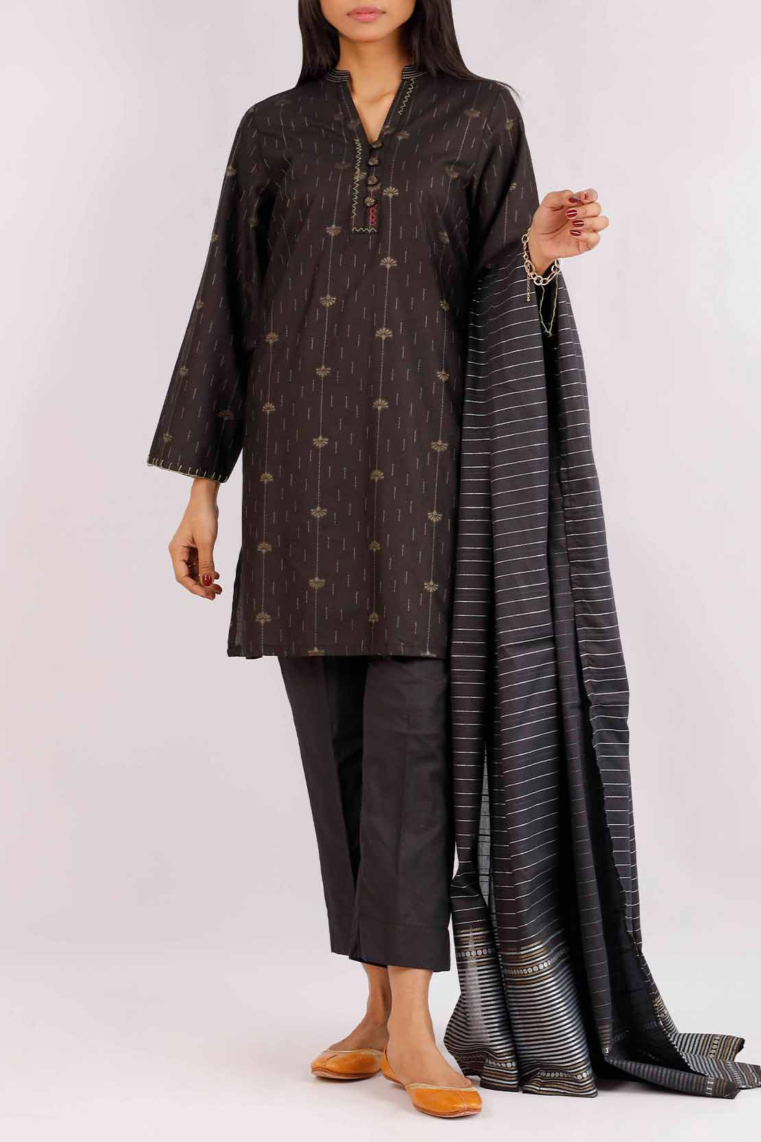Cotton Jacquard Stitched 2 Piece (Shirt/Dupatta)