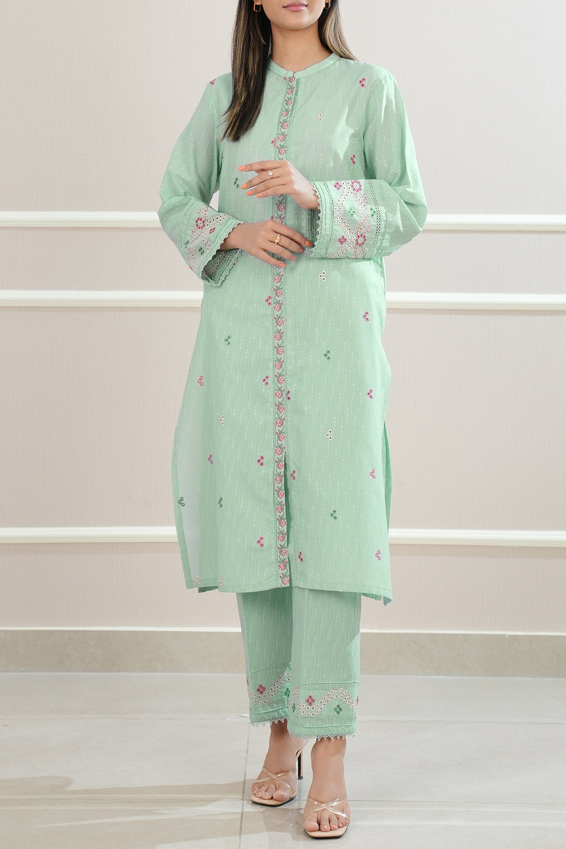 Cotton Jacquard Embroidered Stitched 2 Piece (Shirt/Trouser)