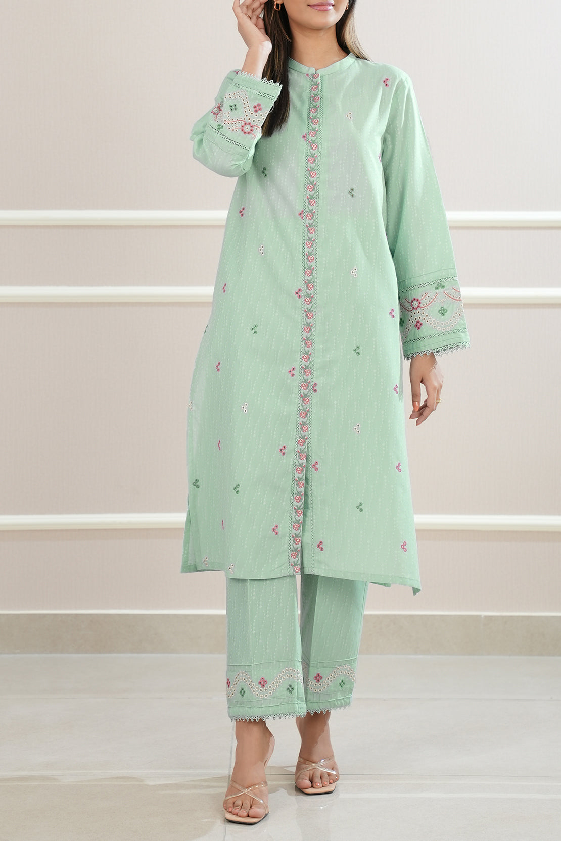 Cotton Jacquard Embroidered Stitched 2 Piece (Shirt/Trouser)