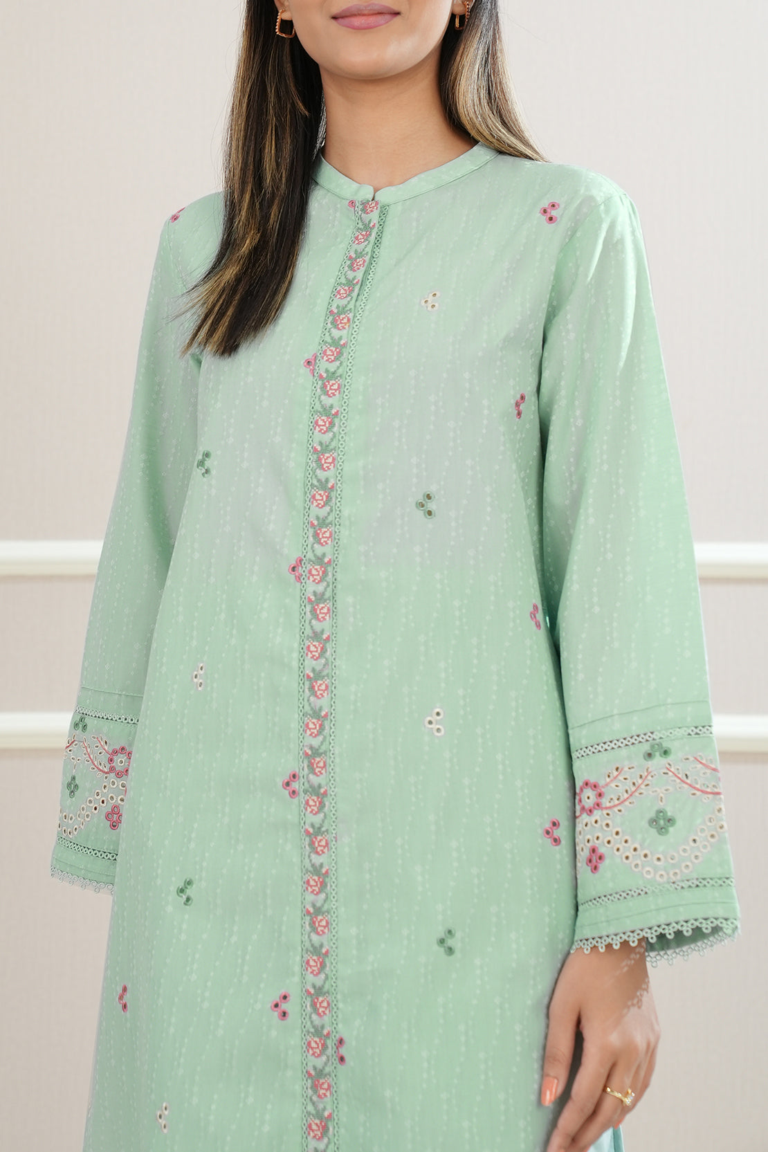 Cotton Jacquard Embroidered Stitched 2 Piece (Shirt/Trouser)