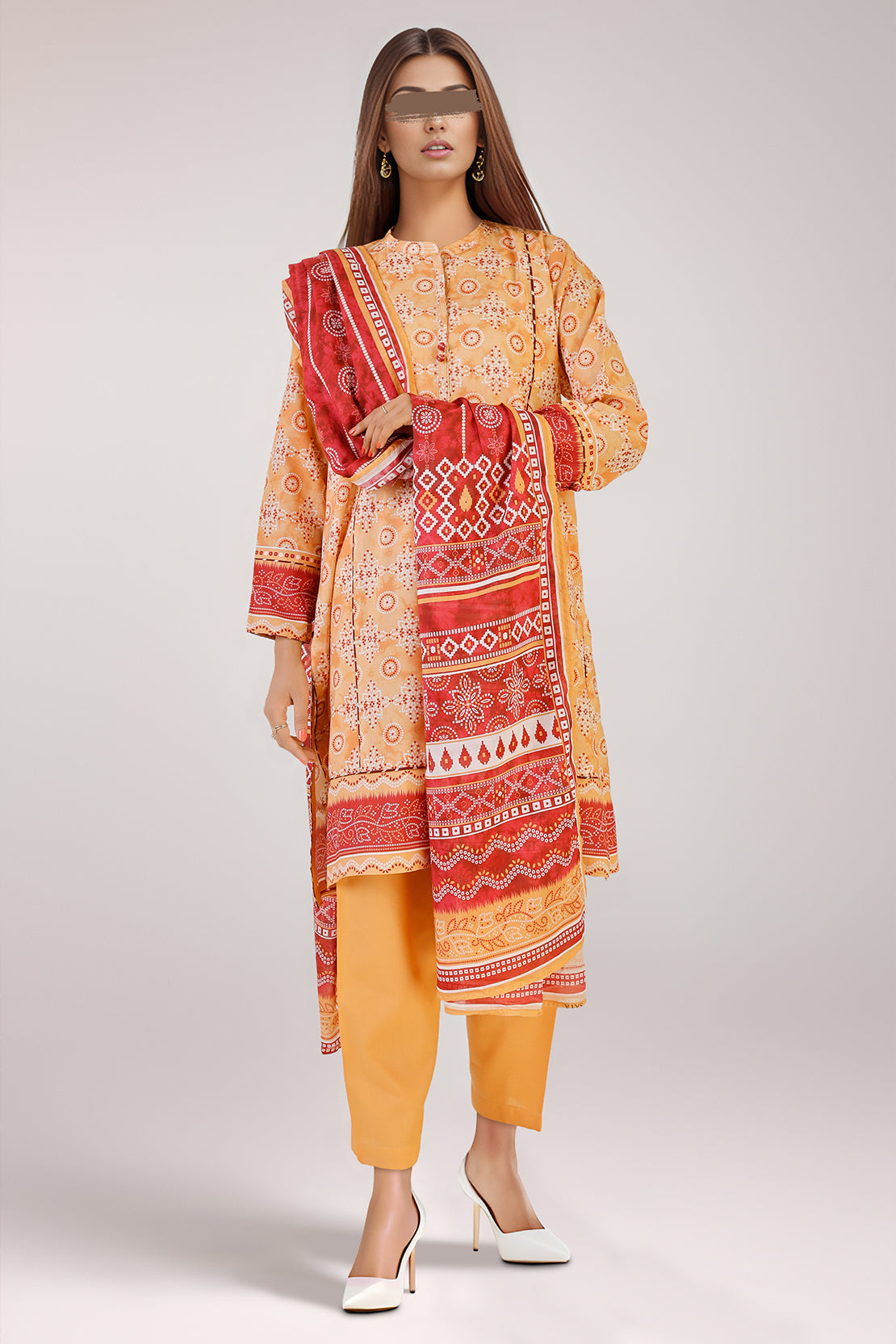 Cotton Jacquard Stitched 2 Piece (Shirt/Dupatta)