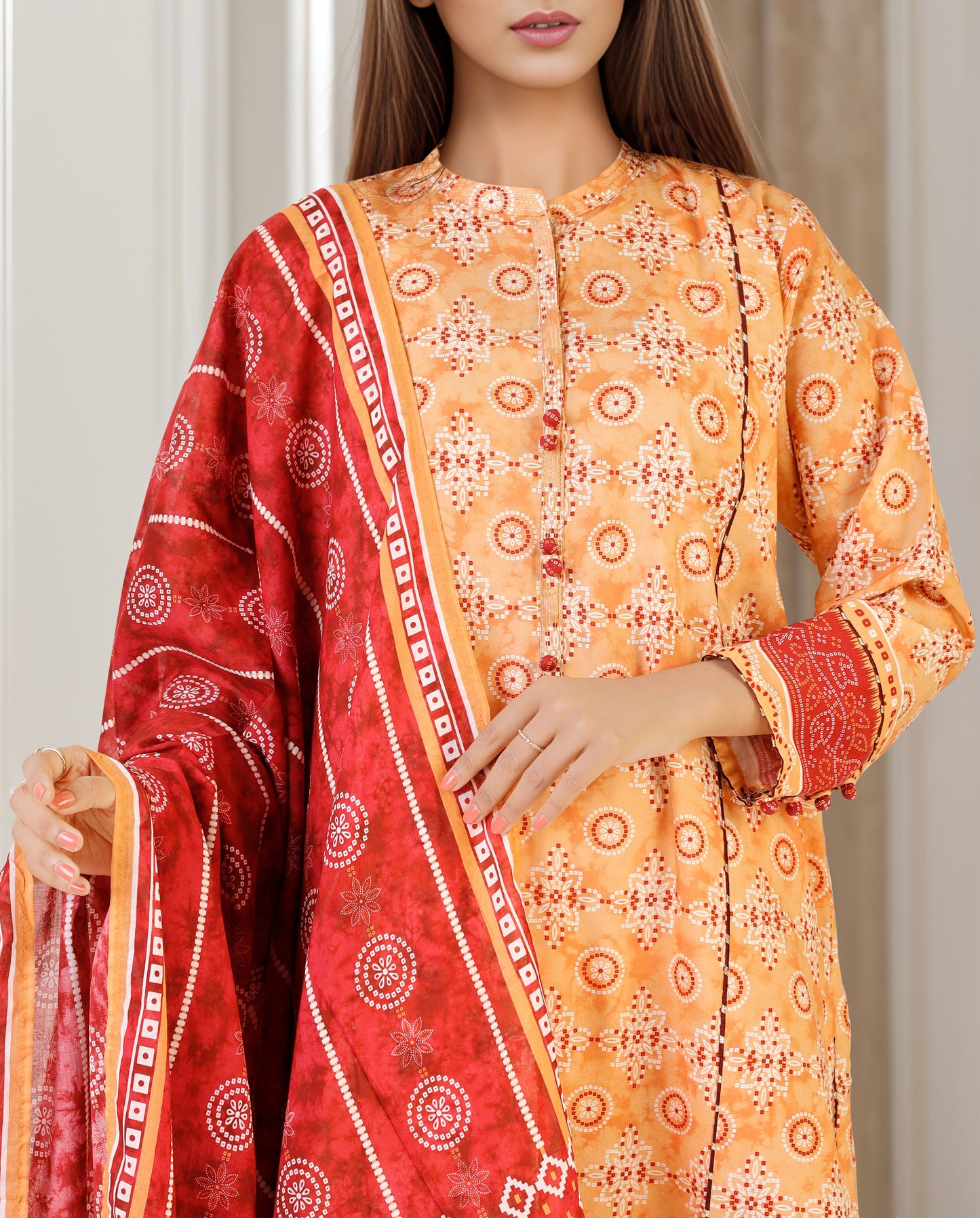 Cotton Jacquard Stitched 2 Piece (Shirt/Dupatta)