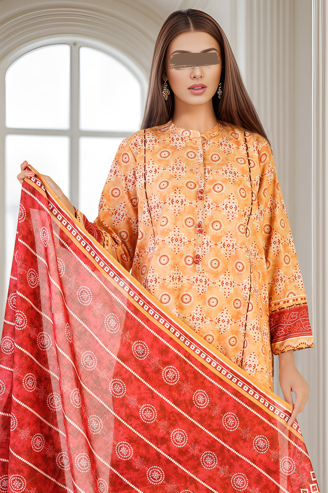 Cotton Jacquard Stitched 2 Piece (Shirt/Dupatta)