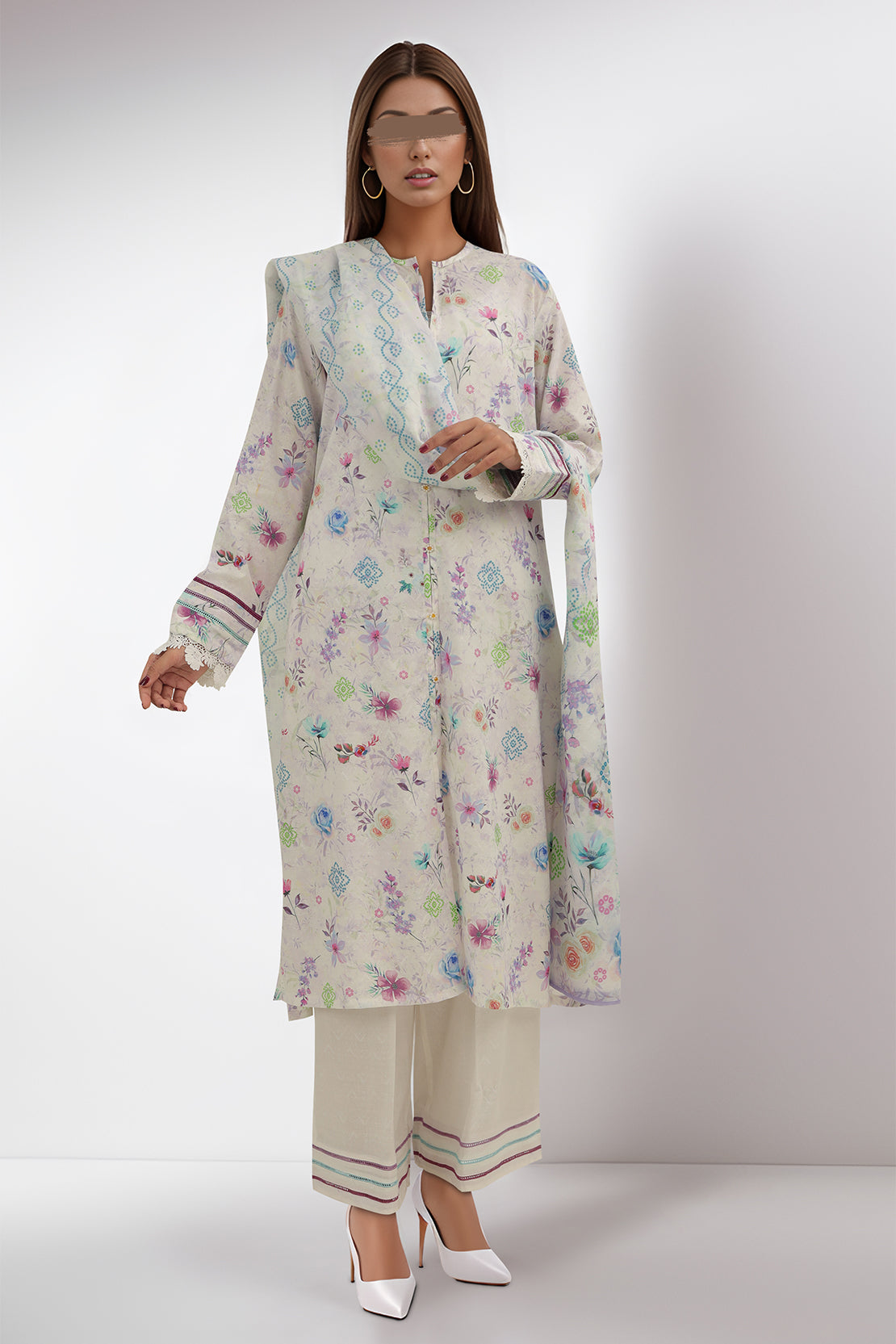 Cotton Jacquard Stitched 2 Piece (Shirt/Dupatta)