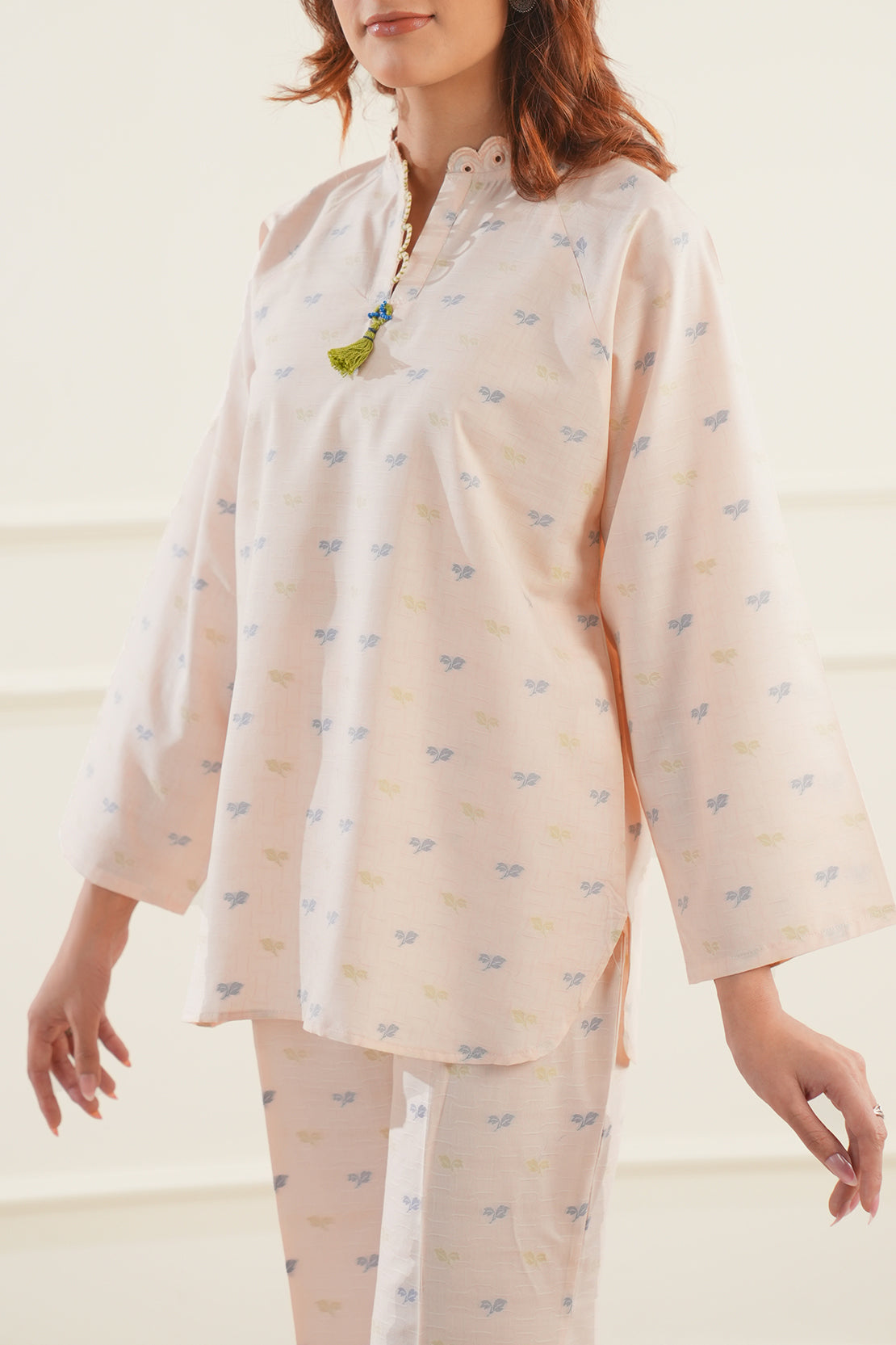 Cotton Jacquard Embroidered Stitched Shirt