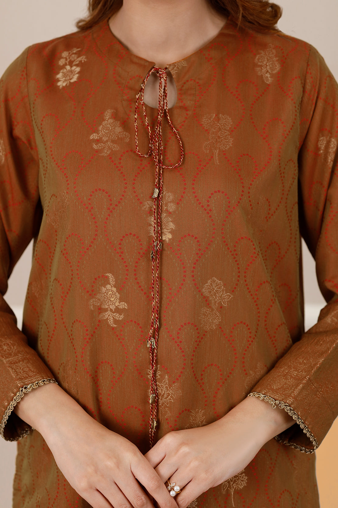 Cotton Jacquard Stitched 2 Piece (Shirt/Dupatta)