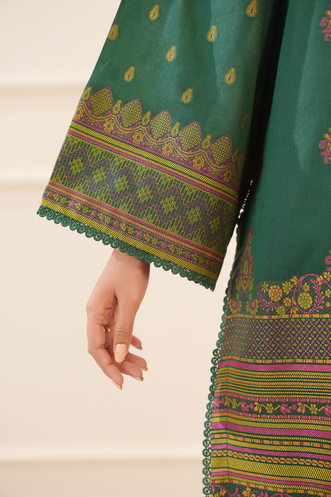 Unstitched Embroidered Jacquard Cotton 3 Piece