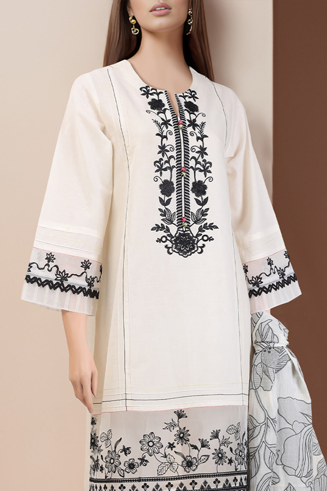 Unstitched Embroidered  Cotton Jacquard 2 Piece (Shirt/Trouser)