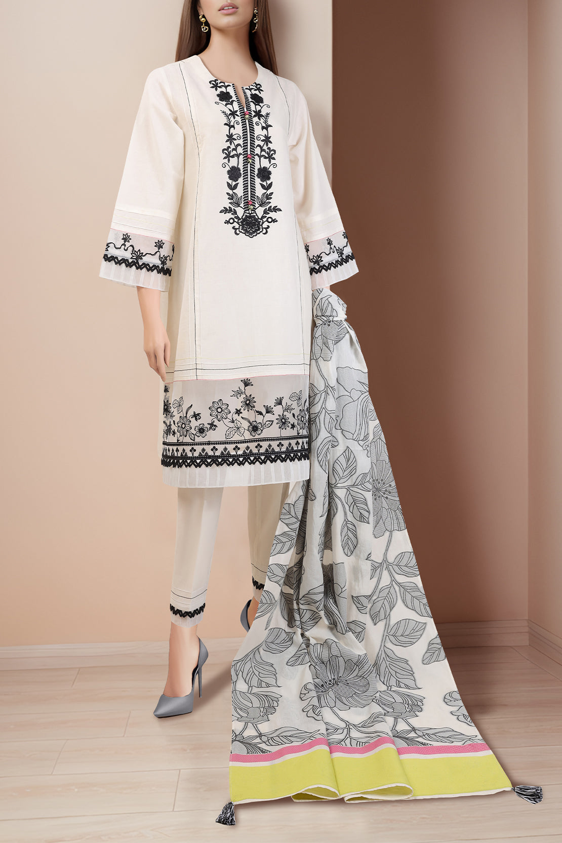 Unstitched Embroidered  Cotton Jacquard 2 Piece (Shirt/Trouser)