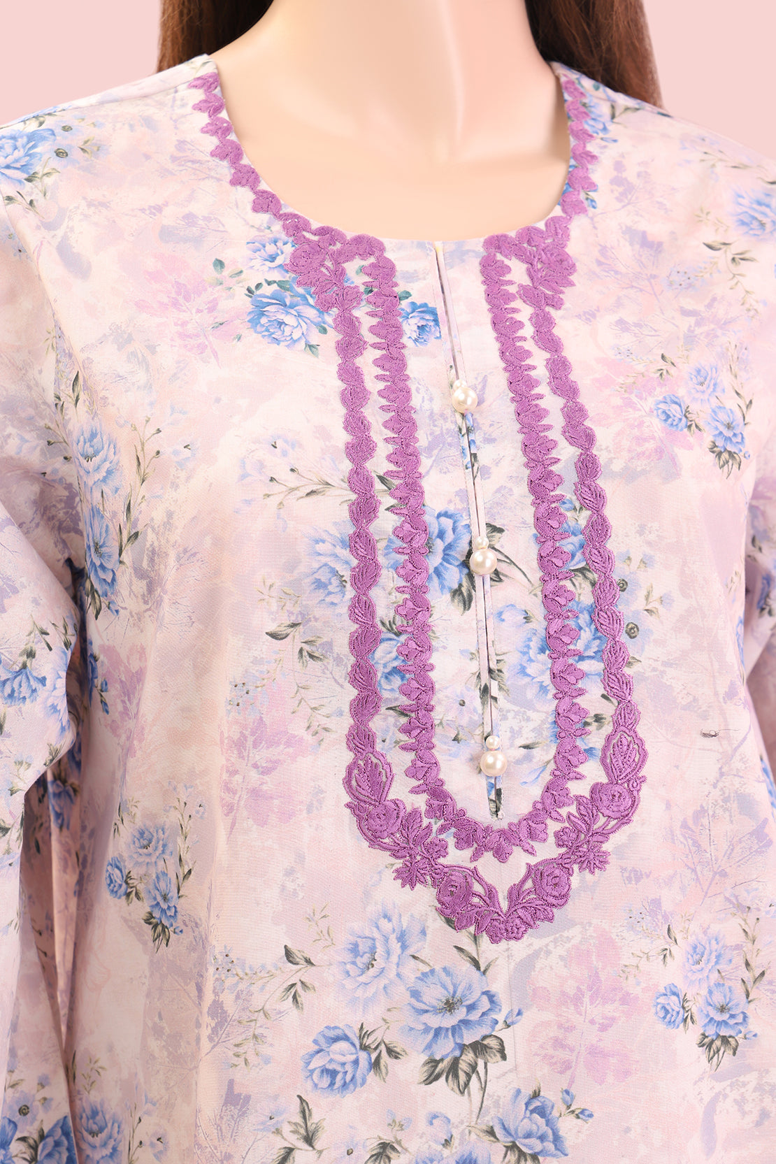 Unstitched Printed Emb Lawn Shirt