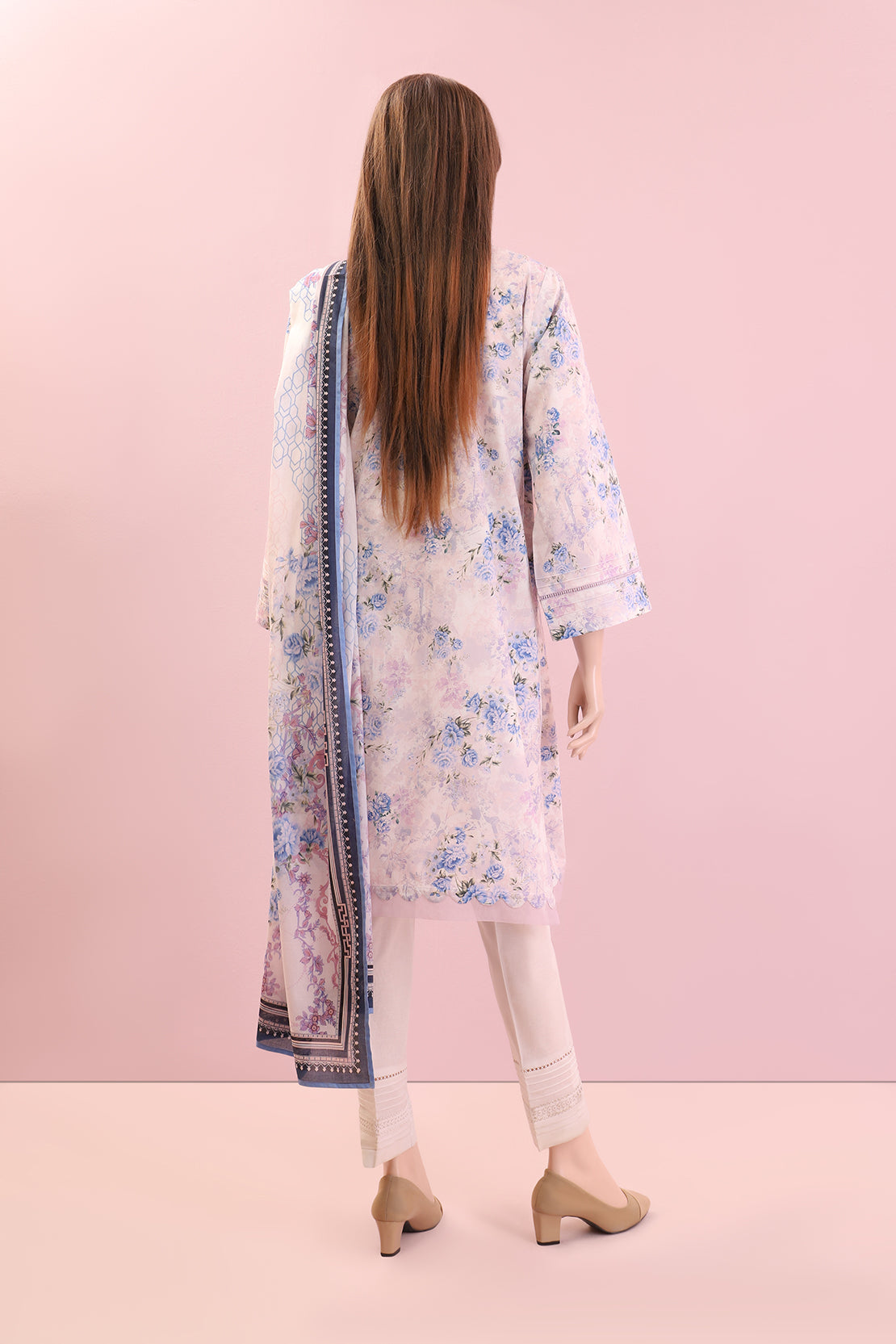 Unstitched Printed Emb Lawn Shirt