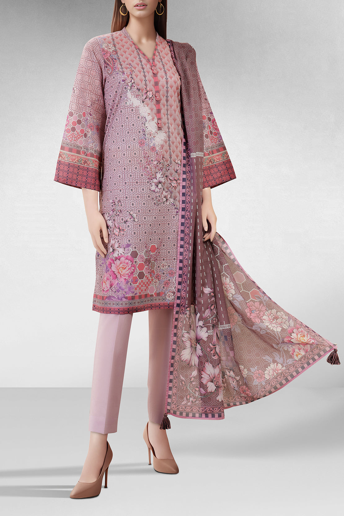 Unstitched Printed Lawn 2 Piece (Shirt/Dupatta)