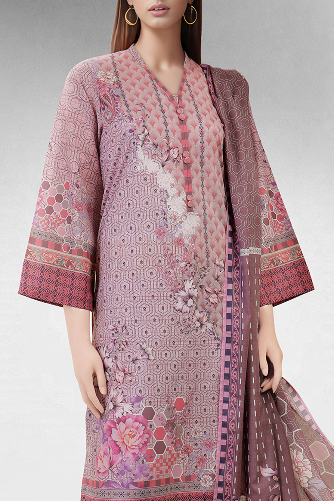 Unstitched Printed Lawn 2 Piece (Shirt/Dupatta)