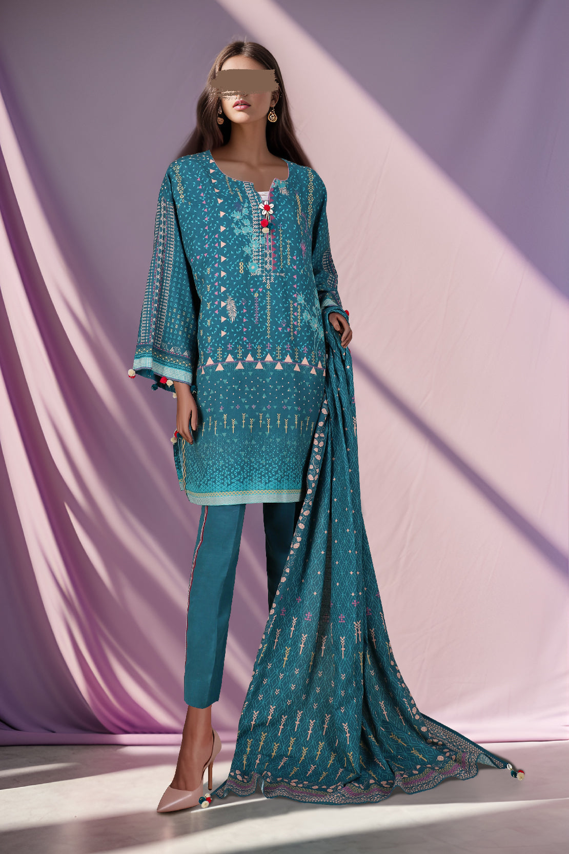 Unstitched Printed Lawn 2 Piece (Shirt/Dupatta)
