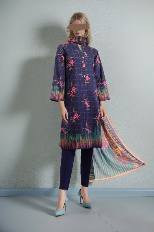 Unstitched Printed Lawn 2 Piece (Shirt/Dupatta)
