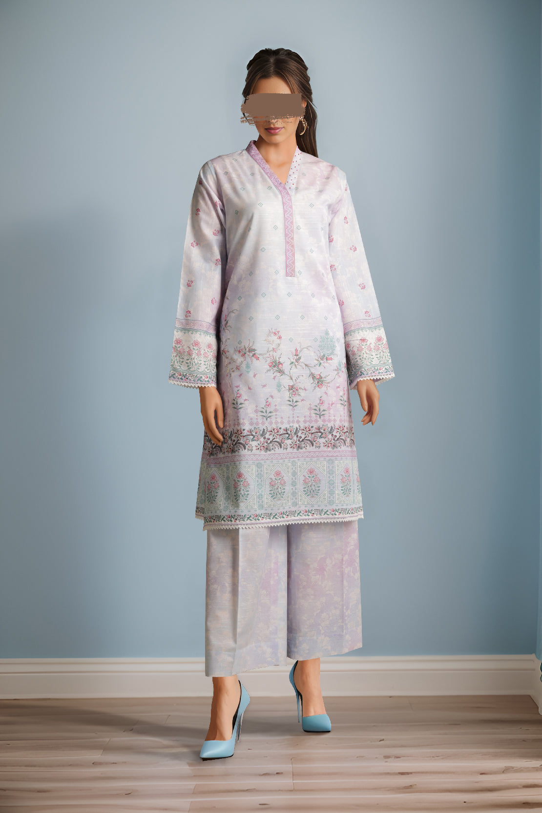 Unstitched Printed Linen 2 Piece (Shirt/Trouser)