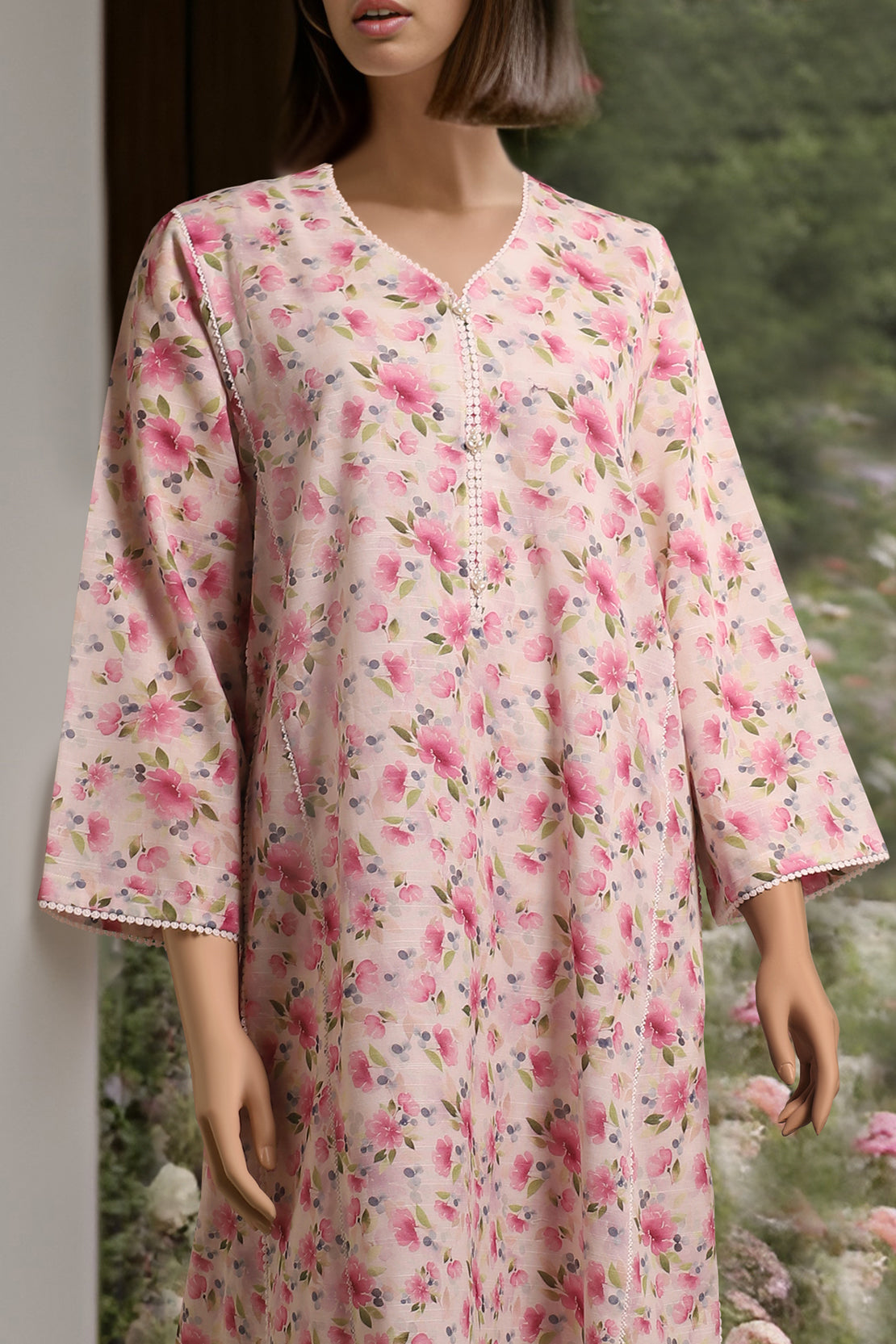 Unstitched Printed Herringbone 2 Piece (Shirt/Trouser)