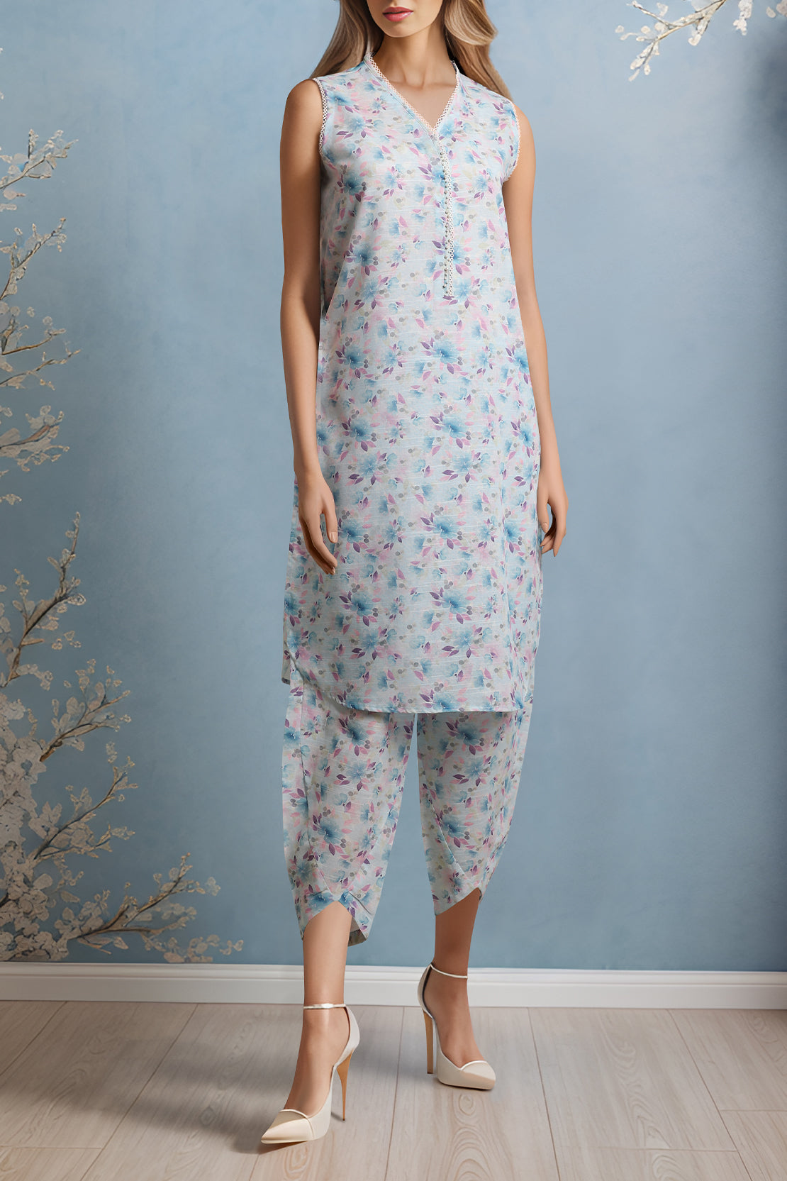 Unstitched Printed Khaddar 2 Piece (Shirt/Trouser)