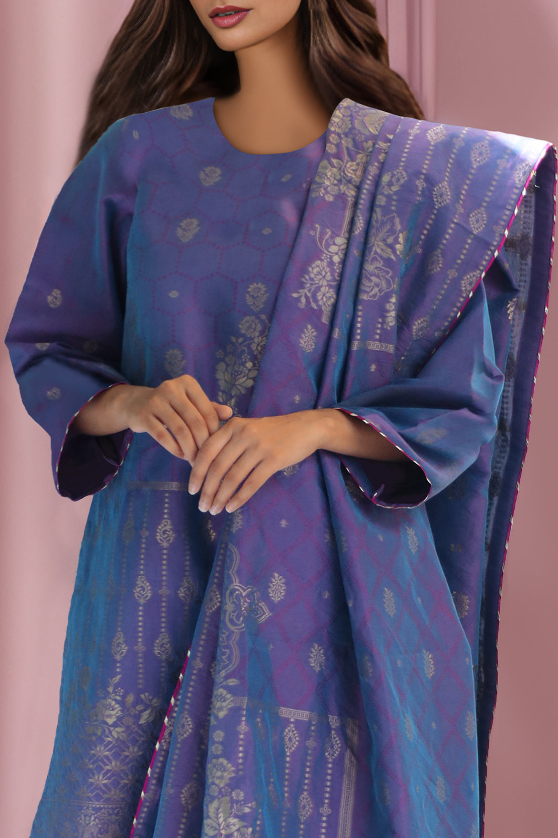 Unstitched Jacquard Cotton 2 Piece (Shirt/Dupatta)