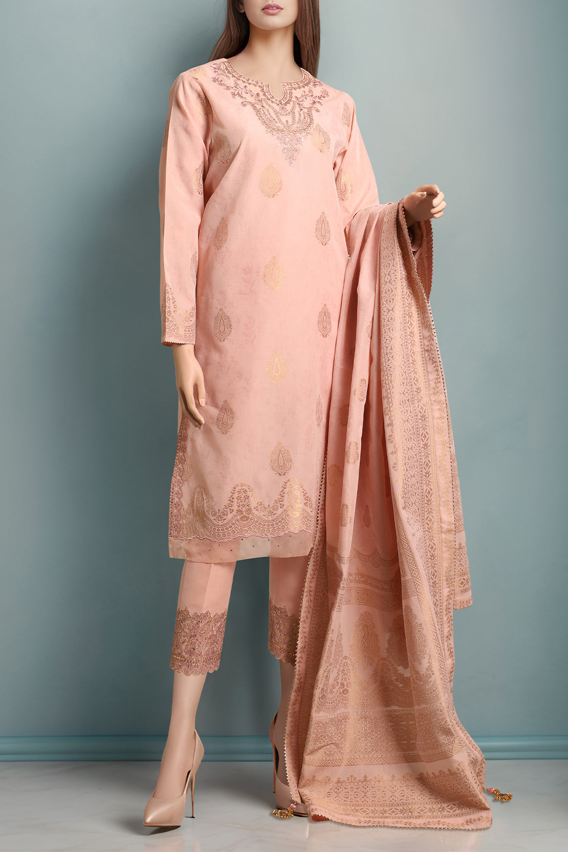 Unstitched Embroidered  Cotton Jacquard 2 Piece (Shirt/Trouser)