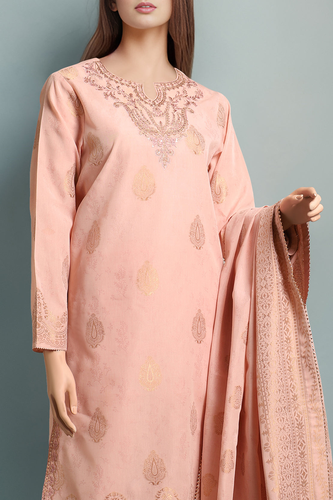 Unstitched Embroidered  Cotton Jacquard 2 Piece (Shirt/Trouser)