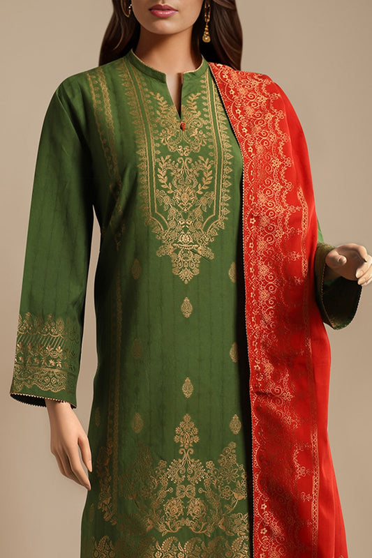 Unstitched Jacquard Cotton 2 Piece (Shirt/Trouser)