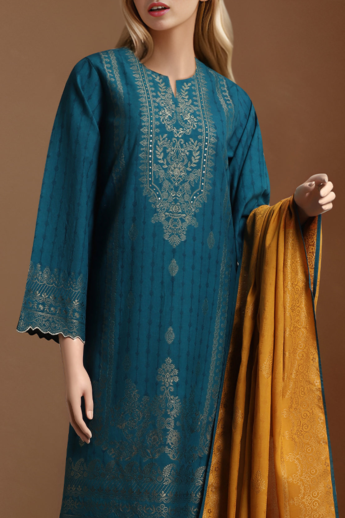 Unstitched Jacquard Cotton 2 Piece (Shirt/Trouser)