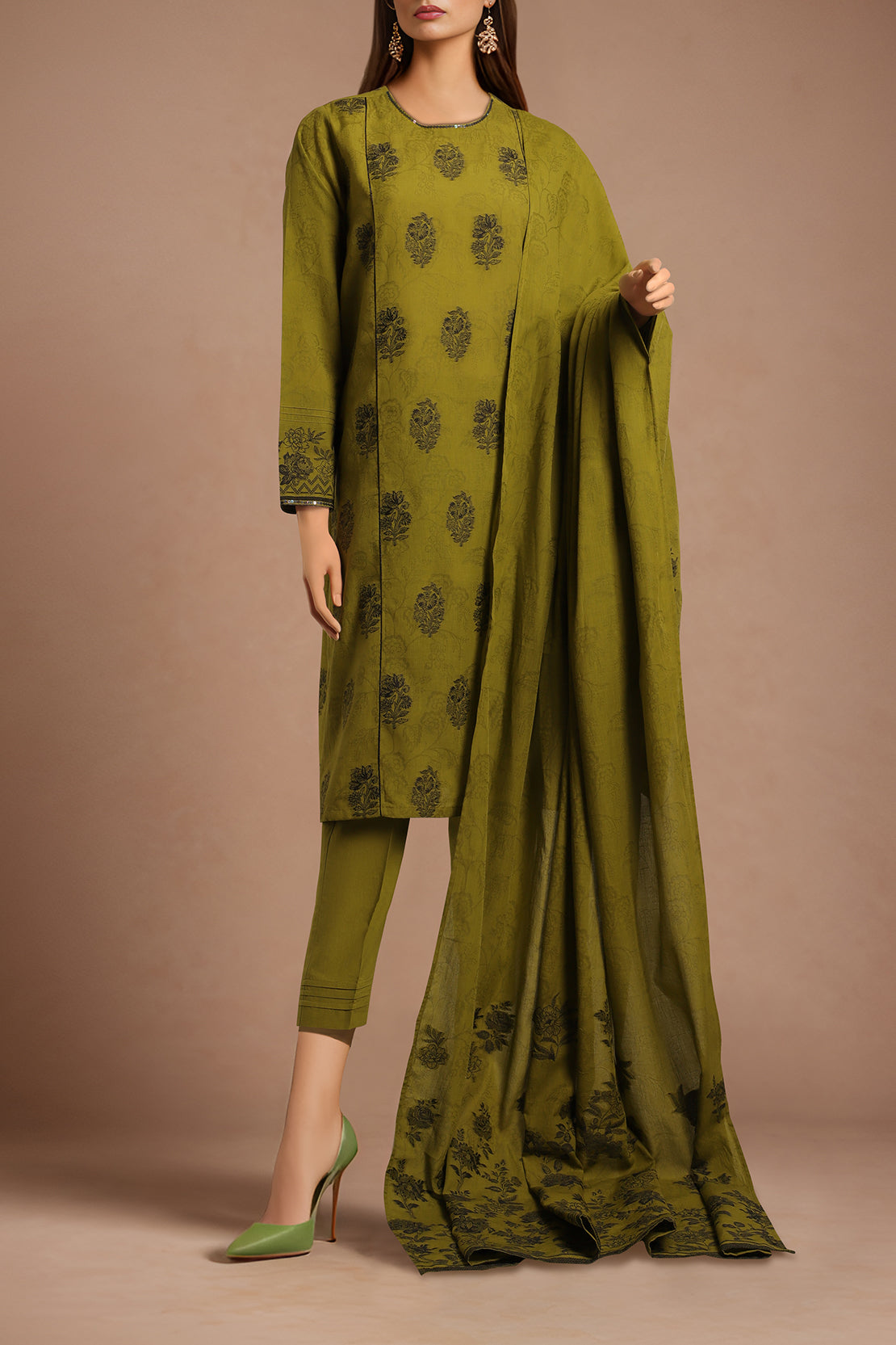 Unstitched Jacquard Cotton 3 Piece