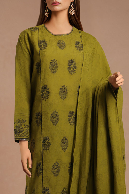 Unstitched Jacquard Cotton 3 Piece