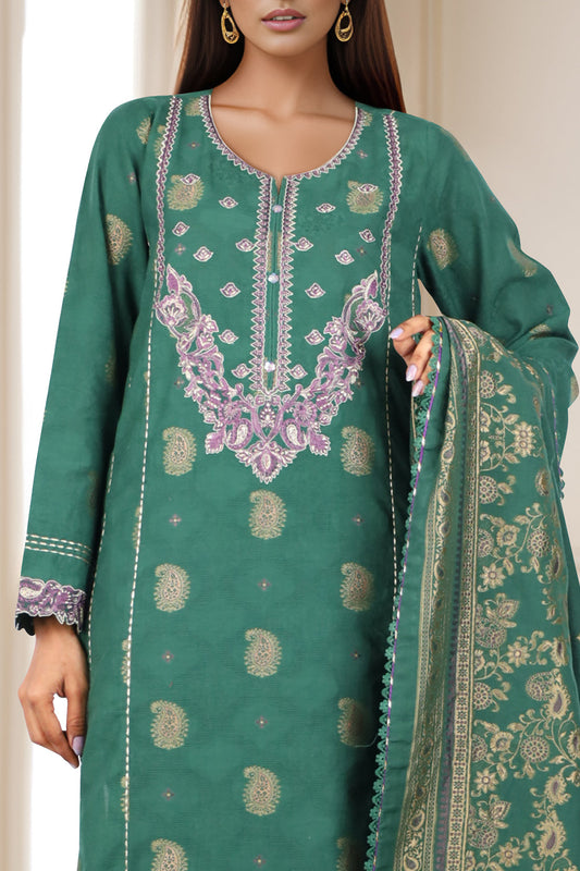 Unstitched Embroidered Jacquard Cotton 2 Piece (Shirt/Trouser)