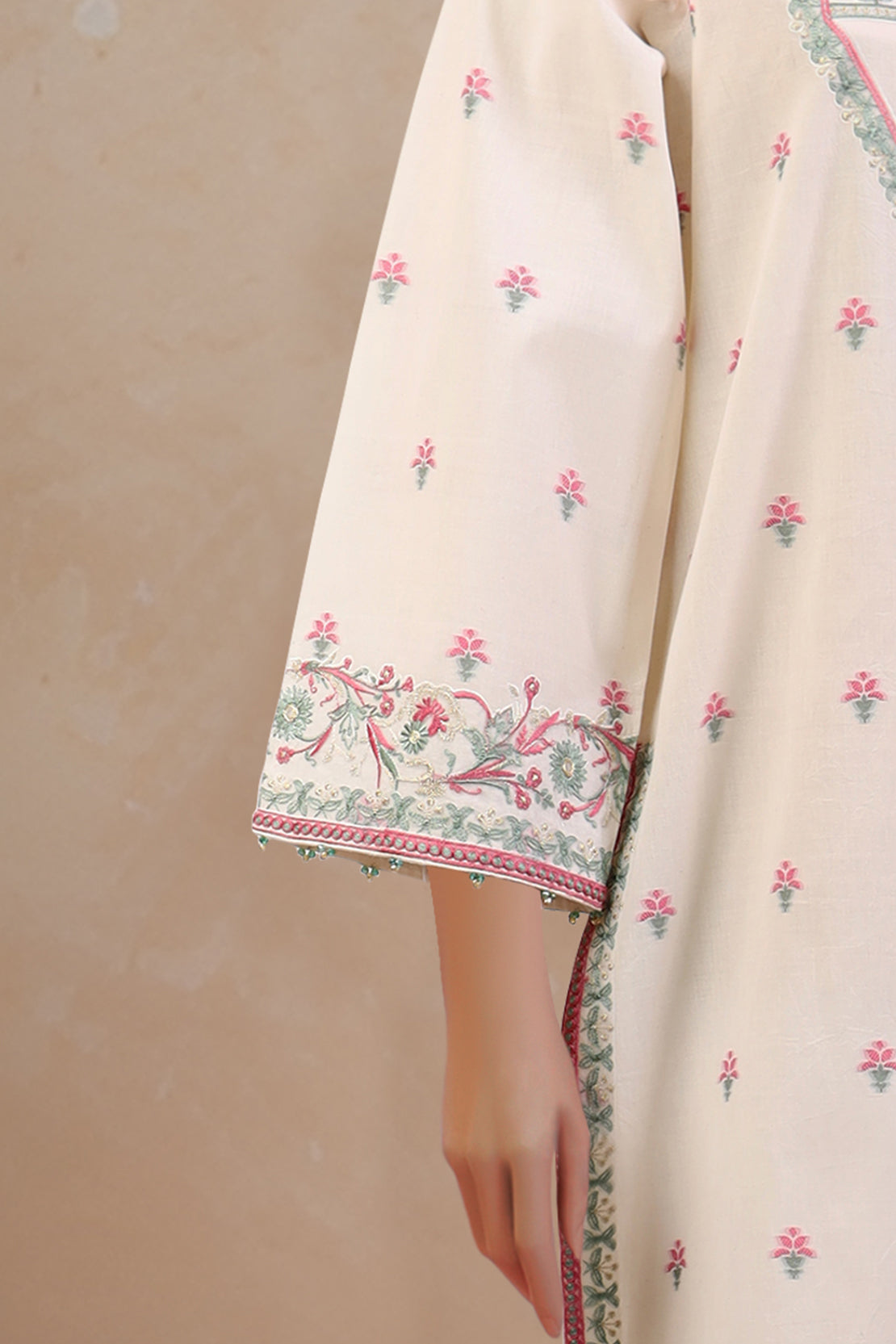 Unstitched Jacquard Cotton Embroidered 2 Piece (Shirt/Dupatta)