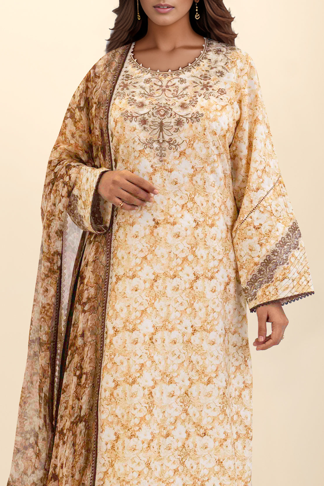 Unstitched Embroidered Lawn Shirt