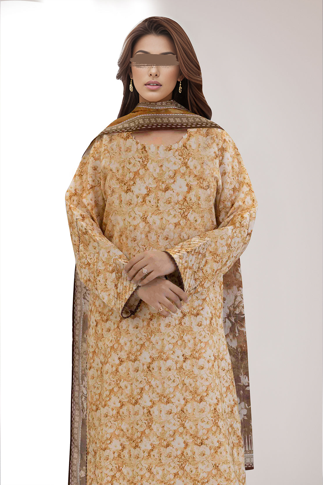 Unstitched Printed Lawn 3 Piece With Chiffon Dupatta