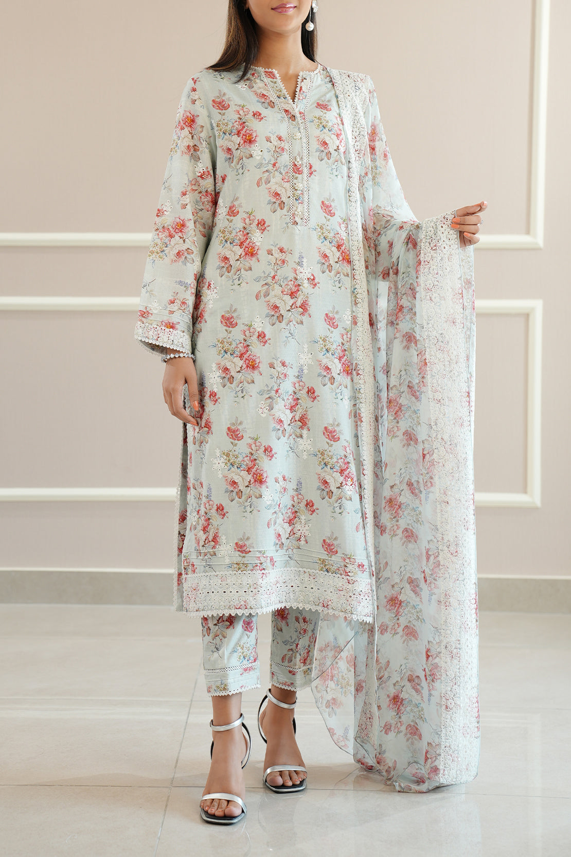 Unstitched Printed Self Jacquard Shirt