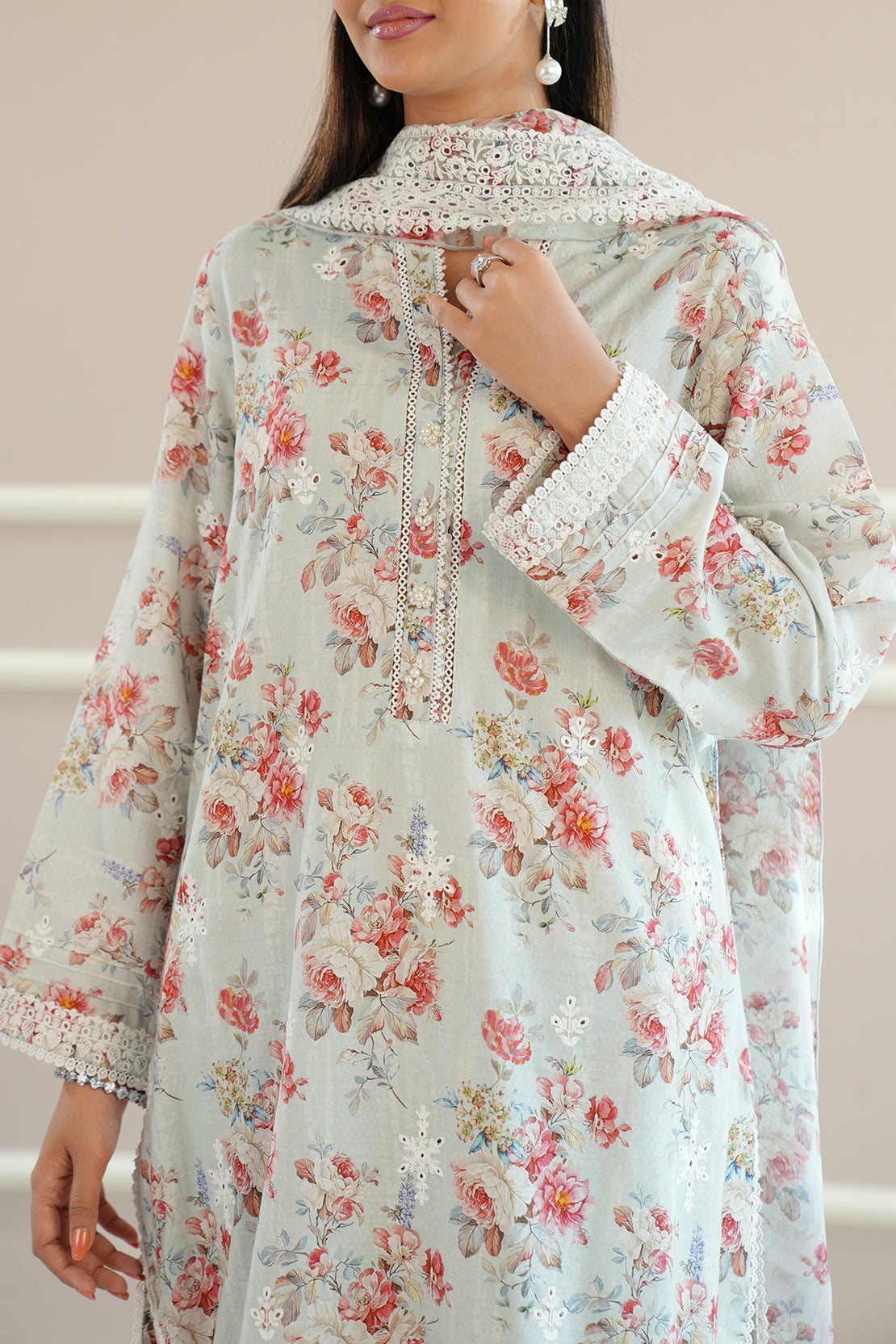 Unstitched Printed Self Jacquard Shirt