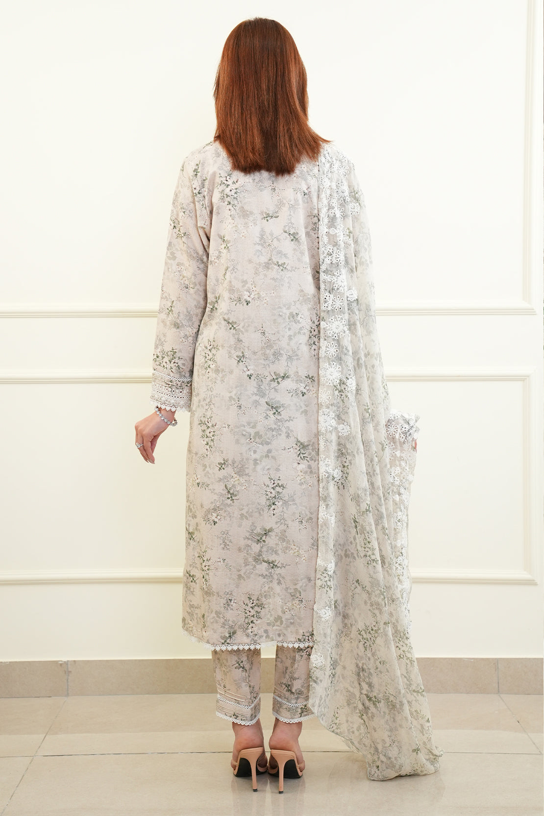 Unstitched Embroidered Self Jacquard 3 Piece With Chiffon Dupatta