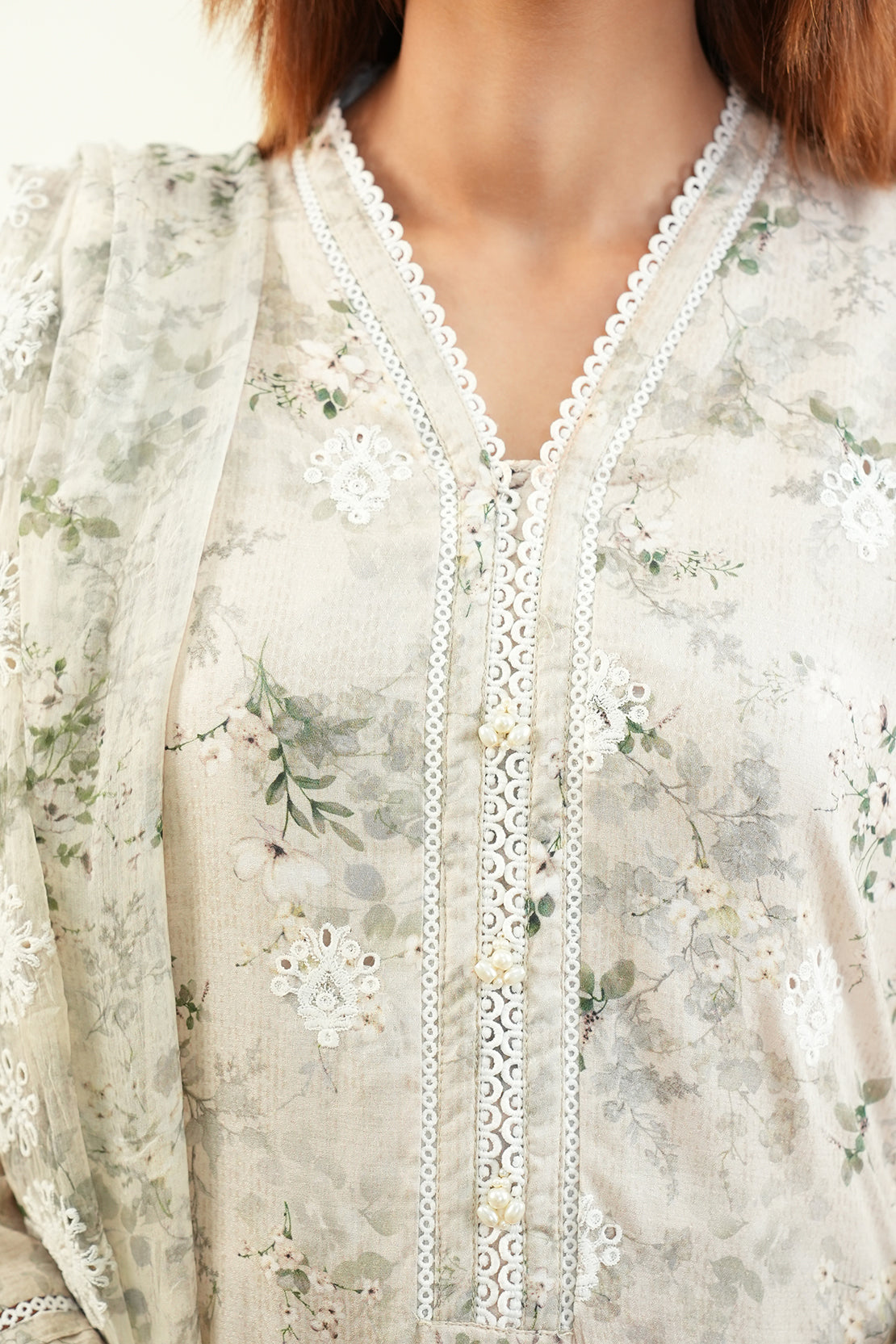 Unstitched Embroidered Self Jacquard 3 Piece With Chiffon Dupatta