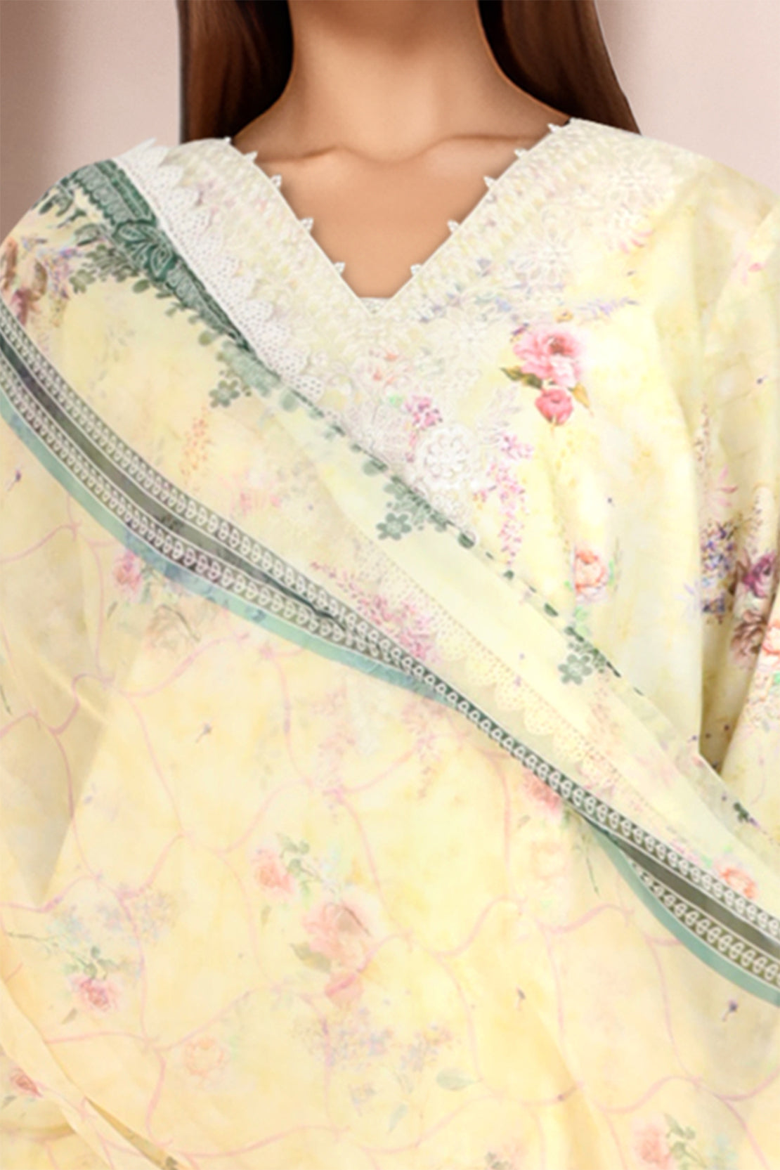 Unstitched Embroidered Self Jacquard 3 Piece With Chiffon Dupatta