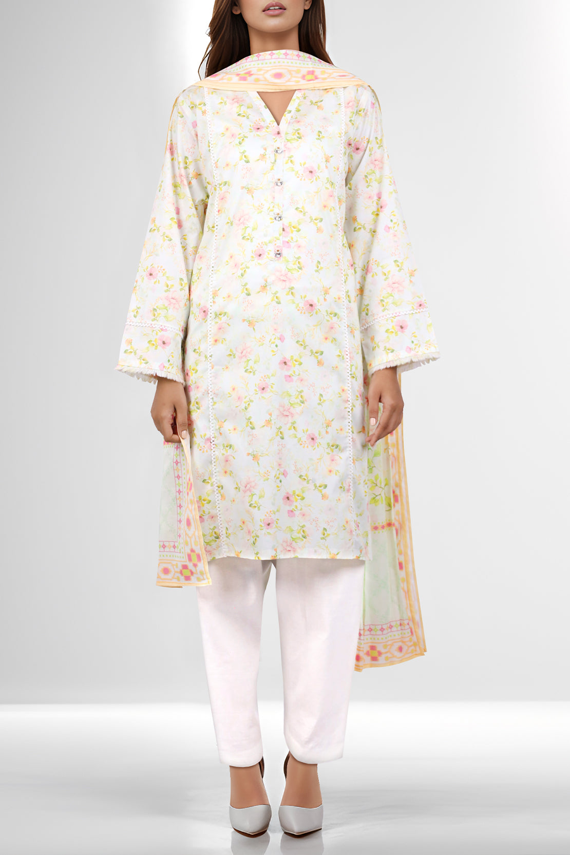 Unstitched Printed Self Jacquard 2 Piece (Shirt/Trouser)