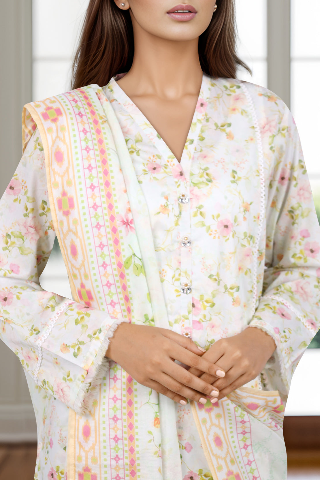 Unstitched Printed Self Jacquard 2 Piece (Shirt/Trouser)