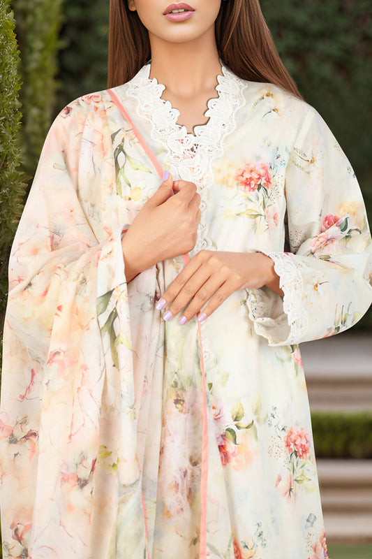 Unstitched Self Jacquard 3 Piece With Chiffon Dupatta