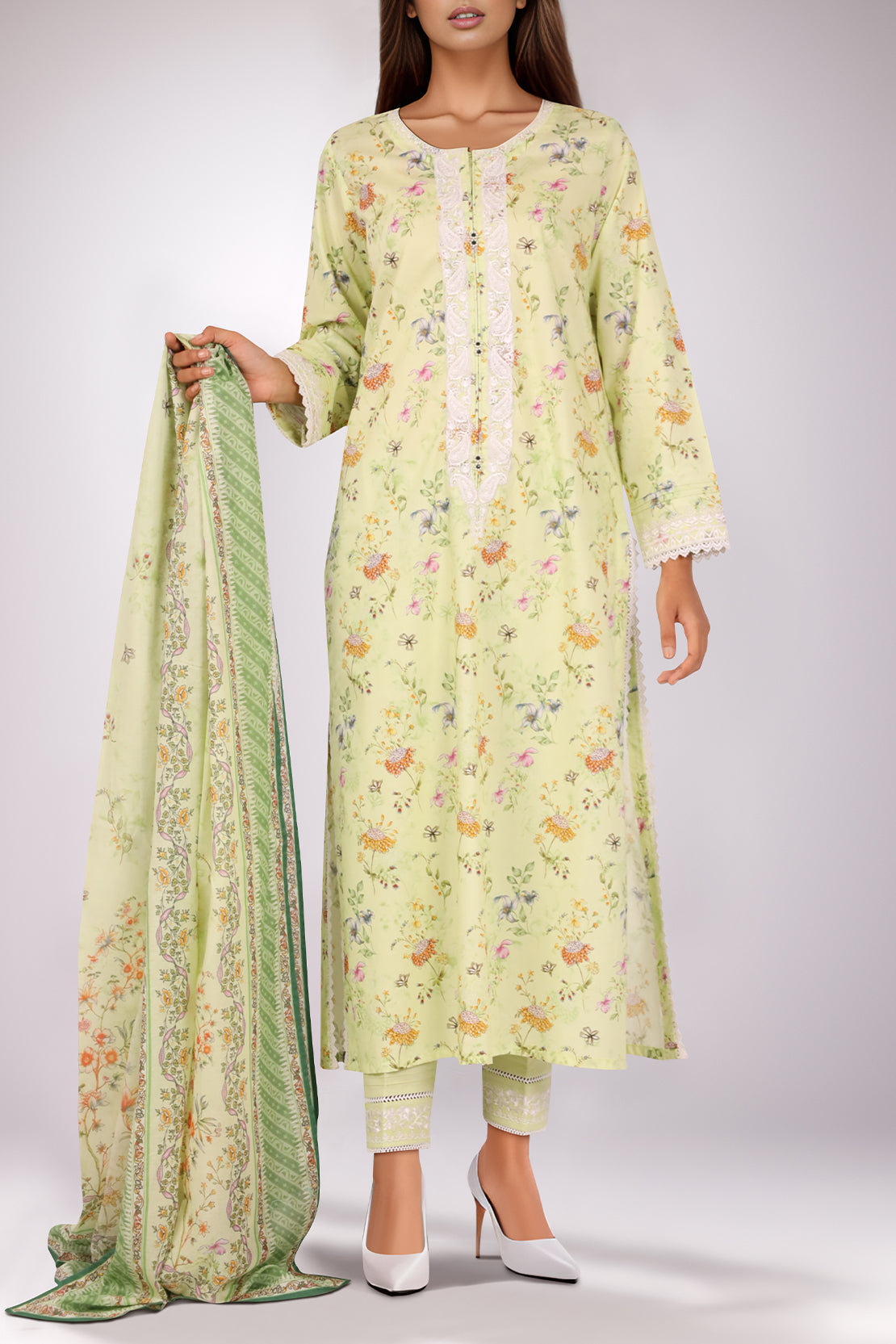 Unstitched Embroidered Lawn Shirt