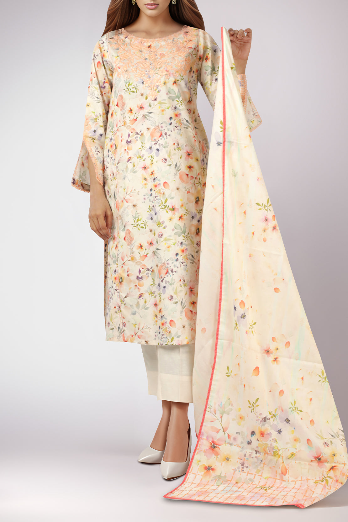 Unstitched Embroidered Self Jacquard 3 Piece