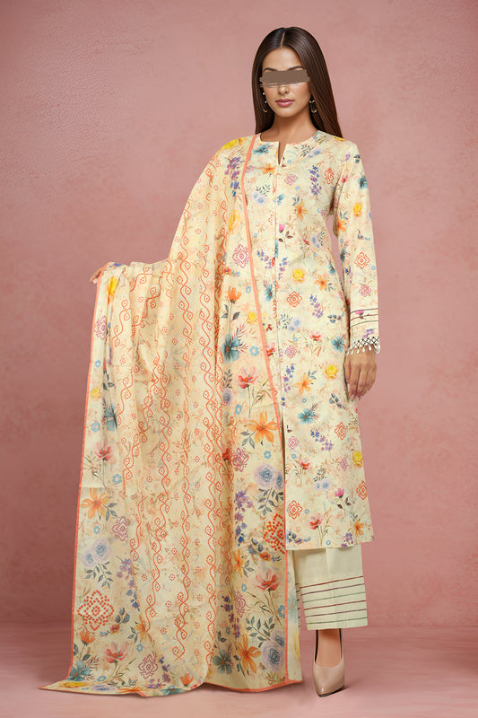 Unstitched Printed Self Jacquard 2 Piece(Shirt/Dupatta)